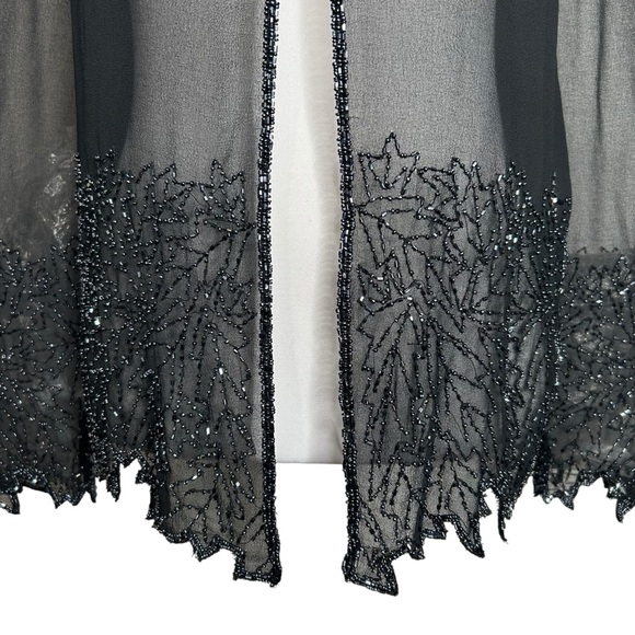Vintage Beaded Fairy Top Black Sheer Open Whimsigoth Evening Top Jkara L - Picture 7 of 14